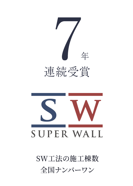 7年連続受賞SW工法の施工棟数全国ナンバーワン