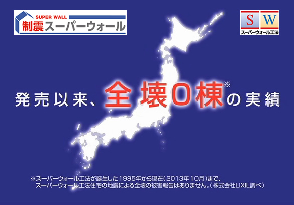 発売以来、全壊０棟の実績のSW工法に、制震性をプラス